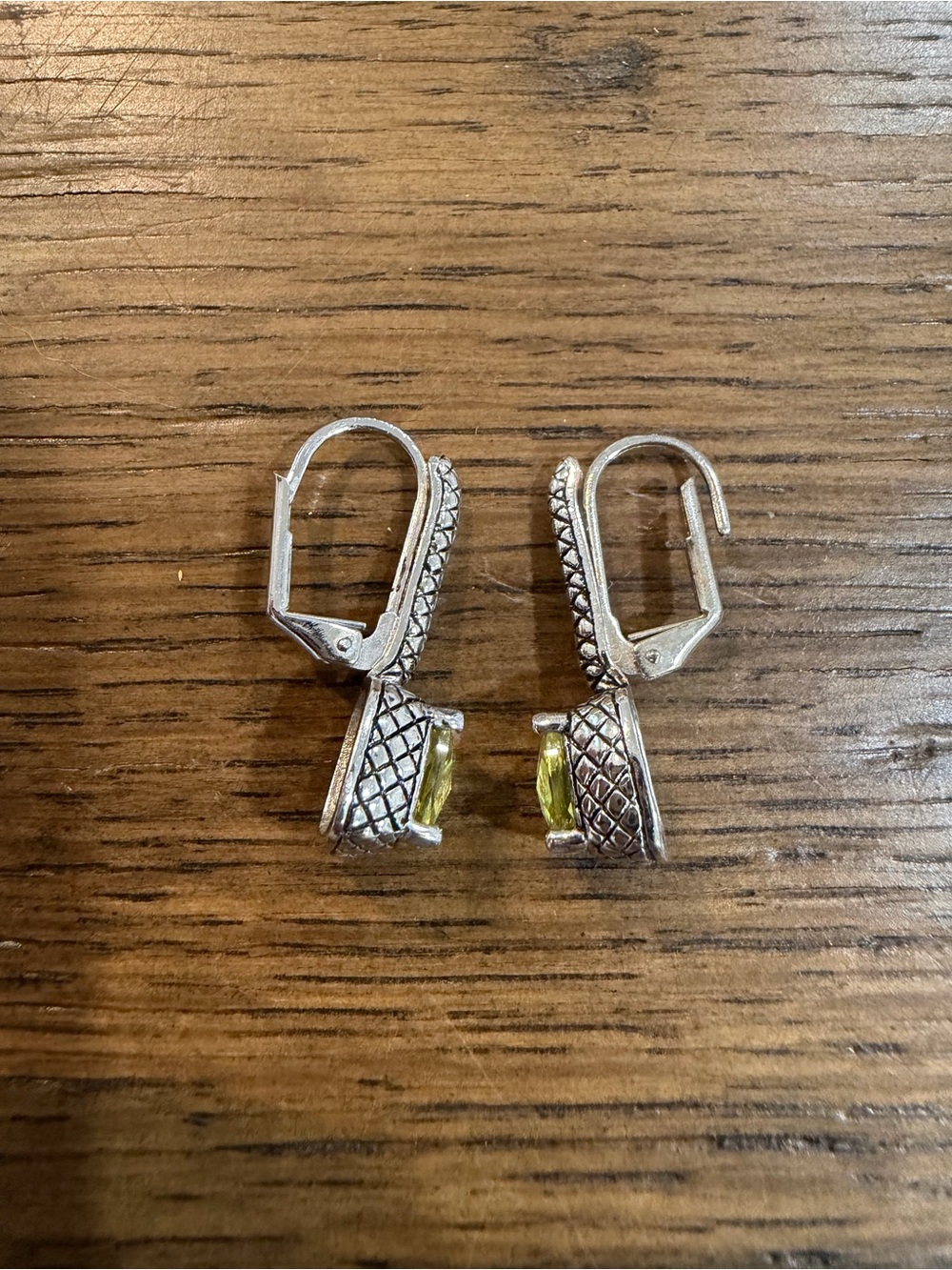Source Unknown Silver Drop Earrings with Yellow Cushion Stones - Picture 6 of 8